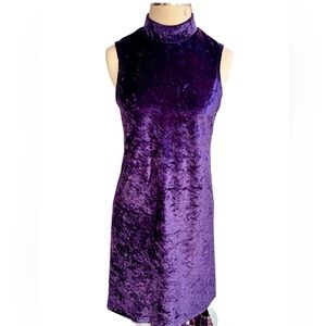 VINTAGE 90S PURPLE CRUSHED VELVET MINI DRESS SZ S